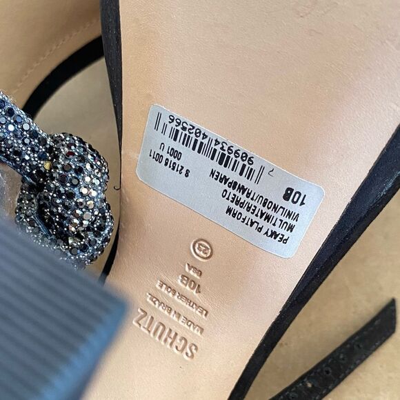 New SCHUTZ peaky platforms Shoes black suede rhinestone high heels 10 Revolve - Picture 10 of 15